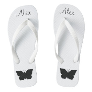 Monogram minimalist l Black and white butterflies Thongs