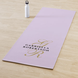 Monogram Minimalist Lavender Purple Gold Black  Yoga Mat