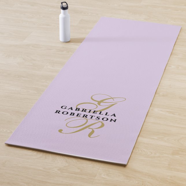 Monogram Minimalist Lavender Purple Gold Black  Yoga Mat (In Situ)