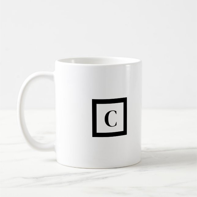 Monogram Minimalist  Letter C Black & White Coffee Mug (Left)