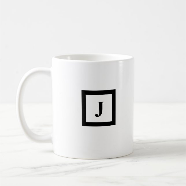 Monogram Minimalist Letter J Black & White Coffee Mug (Left)