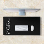 Monogram Minimalist Modern Black Desk Mat<br><div class="desc">Desk Mat for business.</div>