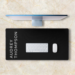 Monogram Minimalist Modern Black Desk Mat