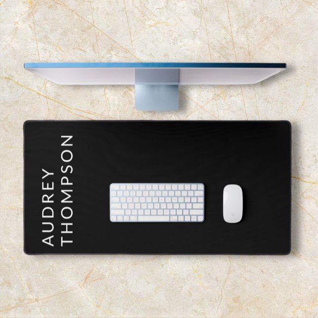 Monogram Minimalist Modern Black Desk Mat (Creator Uploaded)