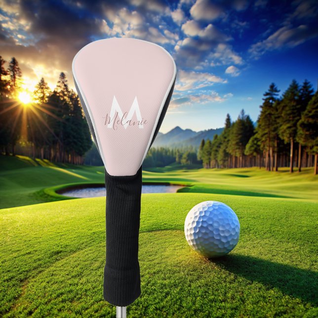 Monogram Minimalist modern blush pink Golf Head Cover (Creator Uploaded)
