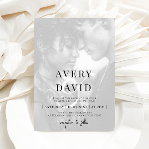 Monogram Minimalist Modern Wedding Photo Invitation