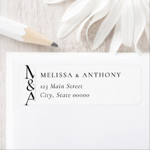 Monogram Minimalist Modern Wedding Return Address Label