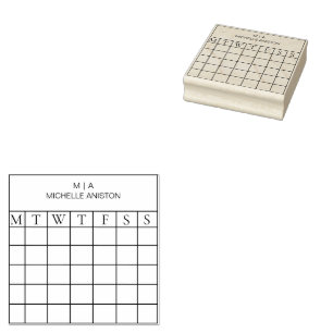 Monogram Minimalist Monthly Calendar Planner Rubber Stamp