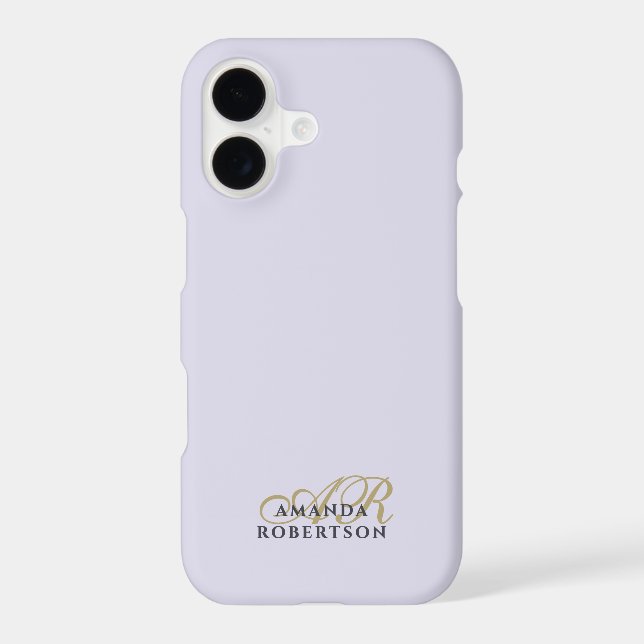 Monogram Minimalist Pastel Lavender Gold Navy (Back)