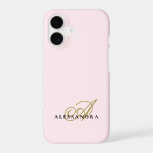Monogram Minimalist Pastel Pink Gold Black Stylish
