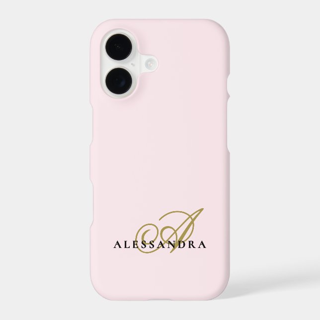 Monogram Minimalist Pastel Pink Gold Black Stylish (Back)