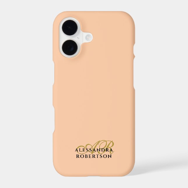 Monogram Minimalist Peach Gold Black Stylish Chic (Back)