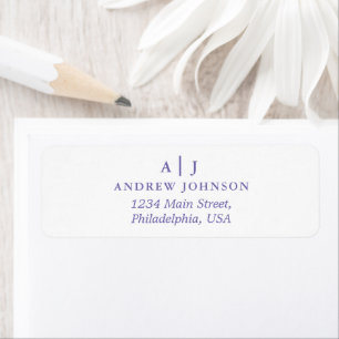 Monogram Minimalist Periwinkle Return Address Label