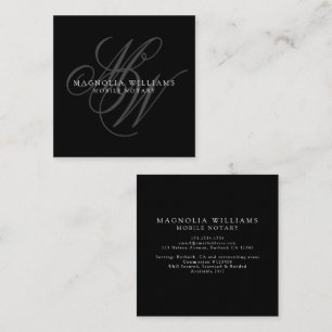 Monogram Minimalist Public Notary  Square Business Card