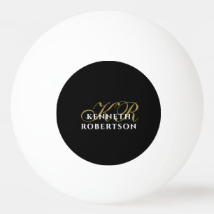 Monogram Minimalist Stylish Black Gold White Men Ping Pong Ball