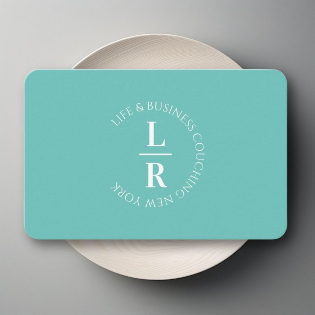 Monogram, minimalist turquoise business business card (Monogram, minimalist turquoise business business card)