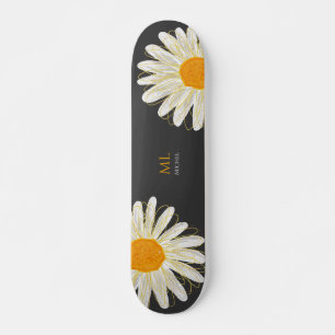 Monogram Minimalist Watercolol Chamomiles Skateboard