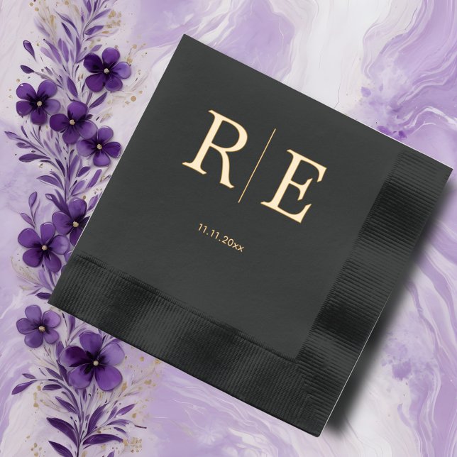 Monogram Minimalist Wedding Foil Napkins (Creator Uploaded)