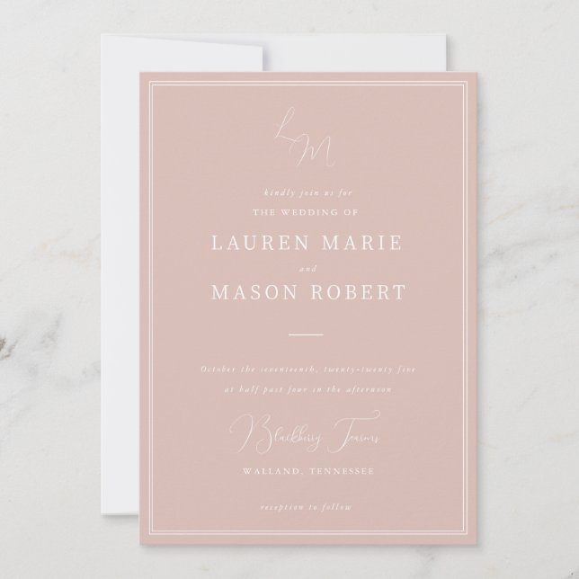 Monogram Minimalist Wedding Invitation  (Front)