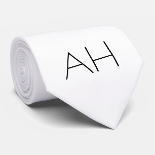 Monogram Minimalist White Name Modern Tie