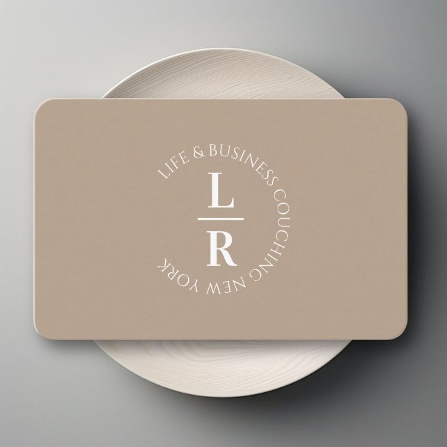 Monogram, minimalistic beige brown business card (Monogram, minimalistic beige brown business business card)