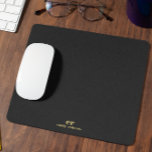 Monogram Minimalistic Black Linen Gold Typography Mouse Pad<br><div class="desc">A simple,  stylish custom monogram design in a light-grey modern minimalist typography on a dark-grey linen texture image background. The gpld tones,  monogram initials,  and name can easily be personalised to make a design as unique as you are! This is a perfect gift or accessory for any occasion.</div>