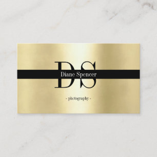 monogram, minimalistic gold black b business card