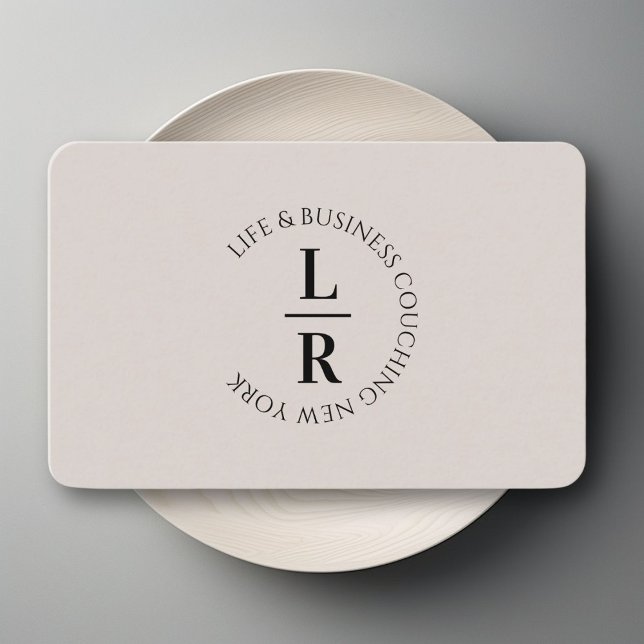 Monogram, minimalistic grey beige business card (Monogram, minimalistic gray beige business business card)