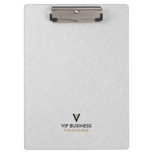 Monogram Minimalistic Grey Linen Clipboard