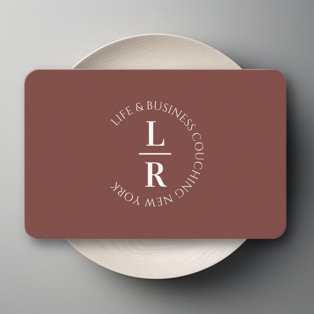 Monogram, minimalistic red-brown Business Card (Monogram, minimalistic brown  Business Card)