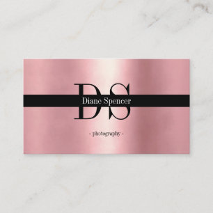 monogram, minimalistic rosegold black business car card