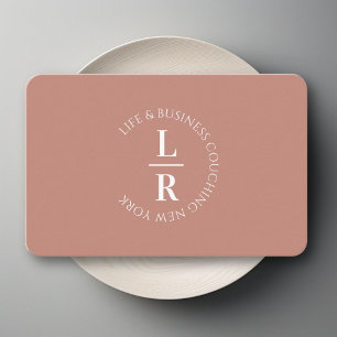 Monogram, minimalistic rust brown business card