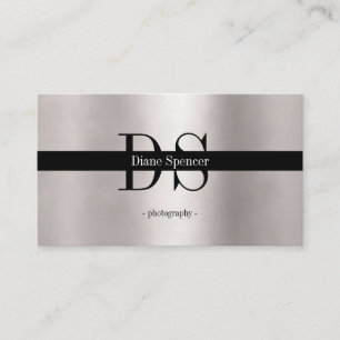 monogram, minimalistic silver black  business card