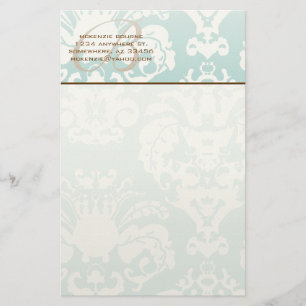 Monogram Mint Floral Stationery