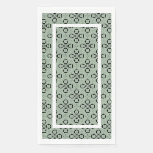 Monogram Mint Green and Black Retro Pattern Napkin