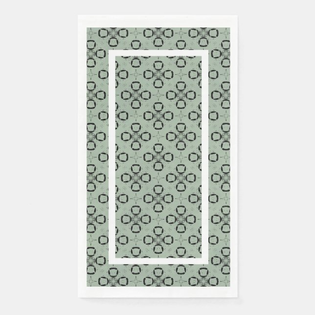 Monogram Mint Green and Black Retro Pattern Napkin (Front)