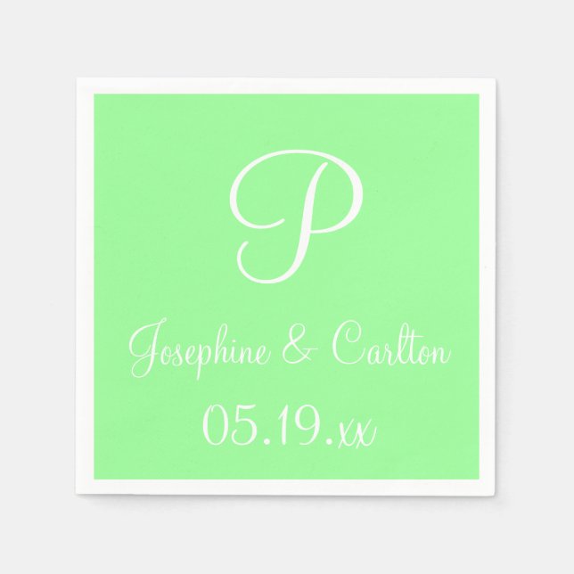 Monogram Mint Green High End Colour Coordinating N Napkin (Front)