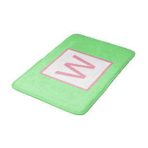 Monogram Mint Green Pastel Pink Bath Mat