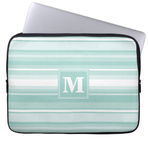 Monogram mint green stripes laptop sleeve