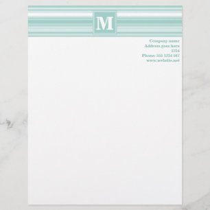 Monogram mint green stripes letterhead design