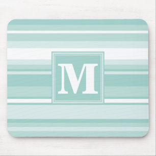 Monogram mint green stripes mouse pad