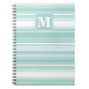 Monogram mint green stripes notebook