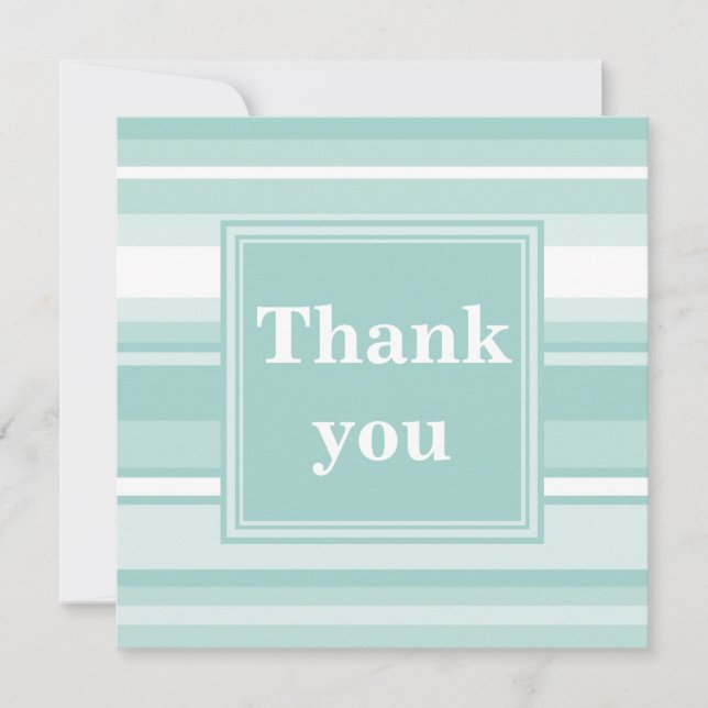 Monogram mint green stripes thank you card (Front)