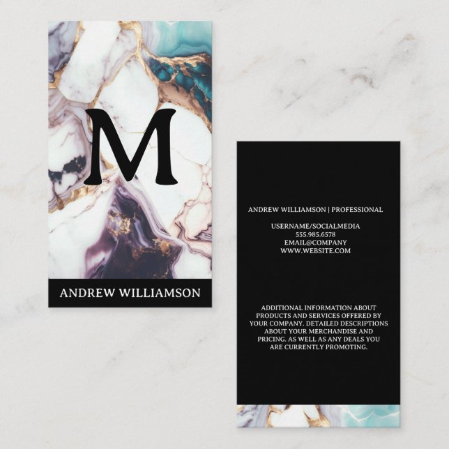 Monogram | Mixed Marble | Lux Business Card (Front/Back)