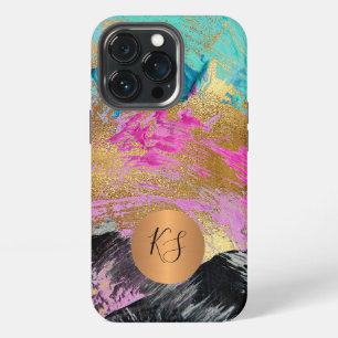 Monogram modern abstract elegant personalised iPhone 13 pro case