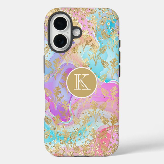 Monogram Modern Abstract Glitter Personalised Case-Mate iPhone Case (Back)