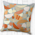 Monogram Modern Abstract Shapes Orange Cushion<br><div class="desc">Abstract mid century modern organic shapes in orange,  sea foam and cream. Original art by Nic Squirrell. Change the monogram initial to personalise.</div>