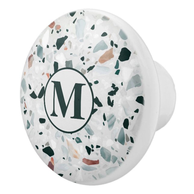 Monogram Modern Abstract Terrazzo Pattern Ceramic Knob (Right)