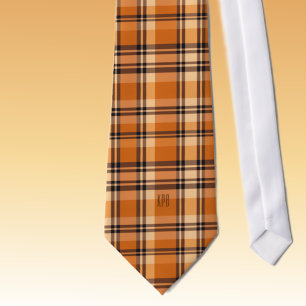 Monogram Modern Autumn-Fall Plaid Pattern Necktie