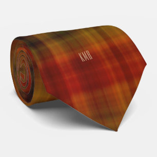 Monogram Modern Autumn Plaid Pattern Necktie